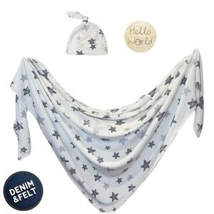 Toby Baby Unisex Stars Blanket, Headband & Teether Set ! Perfect for Baby Shower